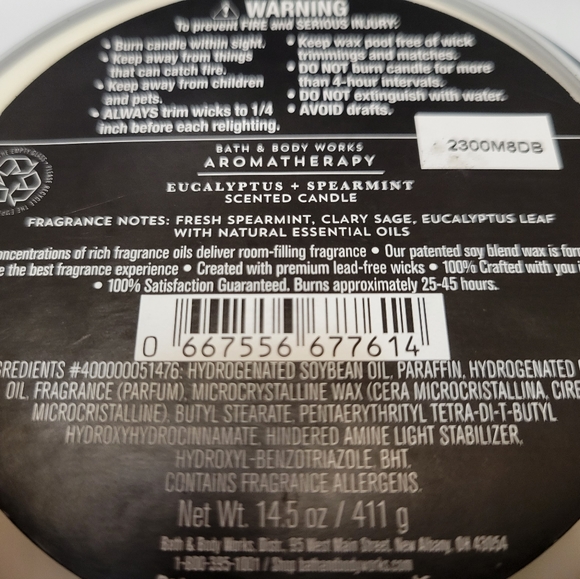 Bath & Body Works Aromatherapy STRESS RELIEF Eucalyptus Spearmint Candle 14.5 oz - Picture 3 of 3